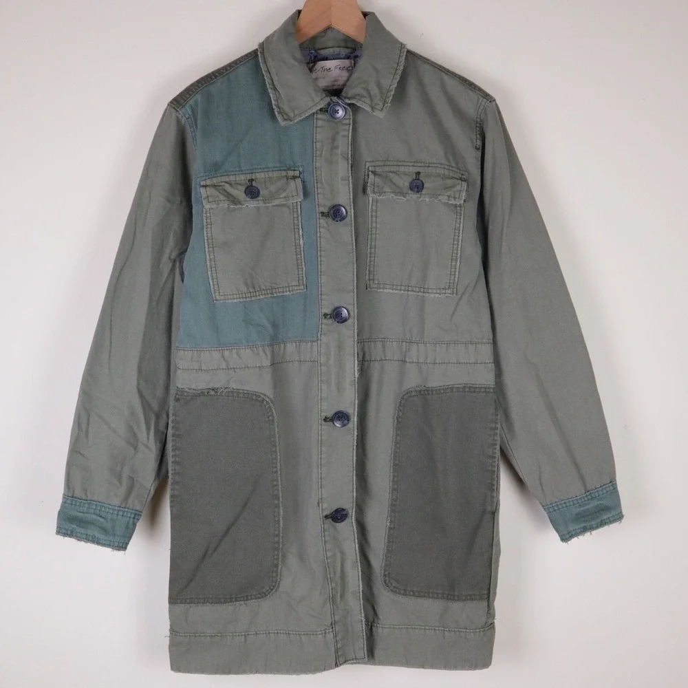 Free People We The Free‎ Apollo Oversized Jacket Military Army Cargo XS 18.5x33